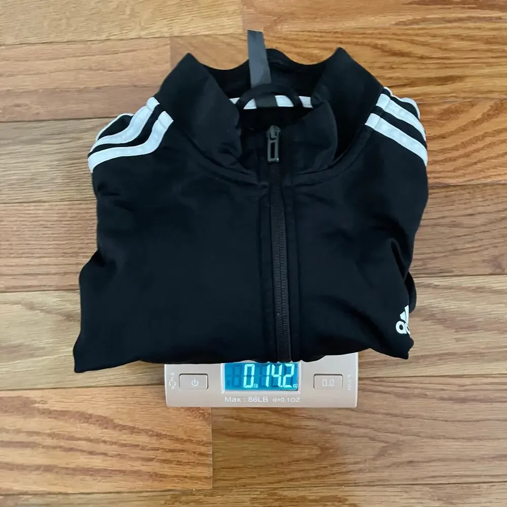 Adidas Mens Medium Warm Up 3 Stripes Track Jacket Black White Sporty